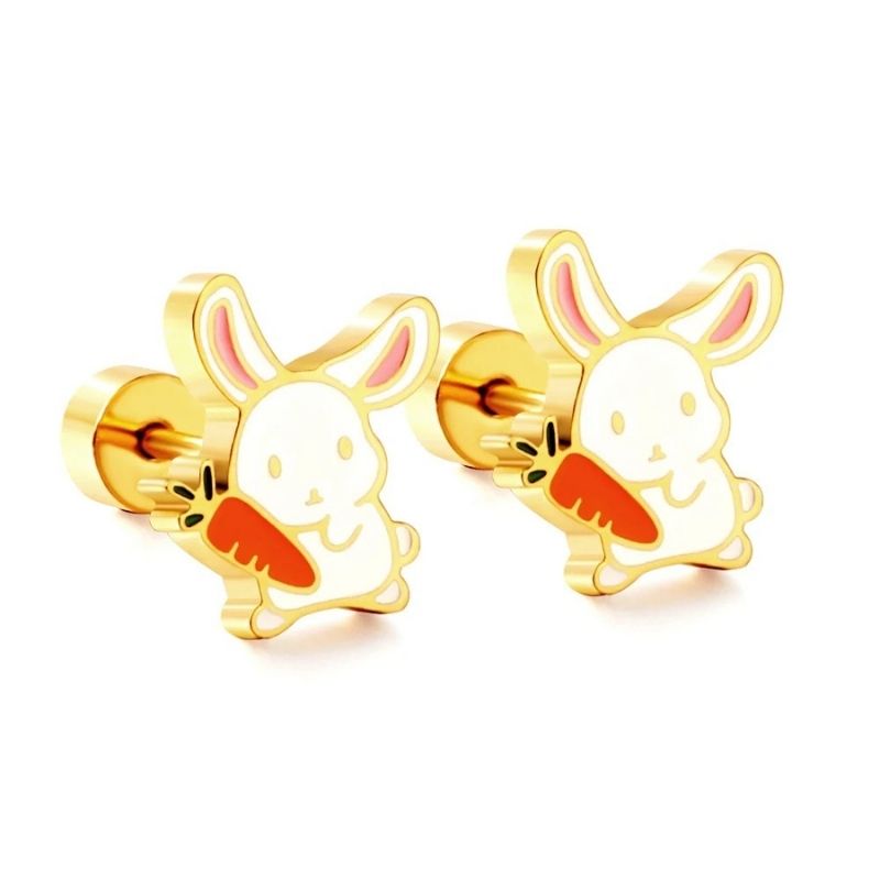 Boucle D’oreille Enfant Lapin - Acier Inoxydable