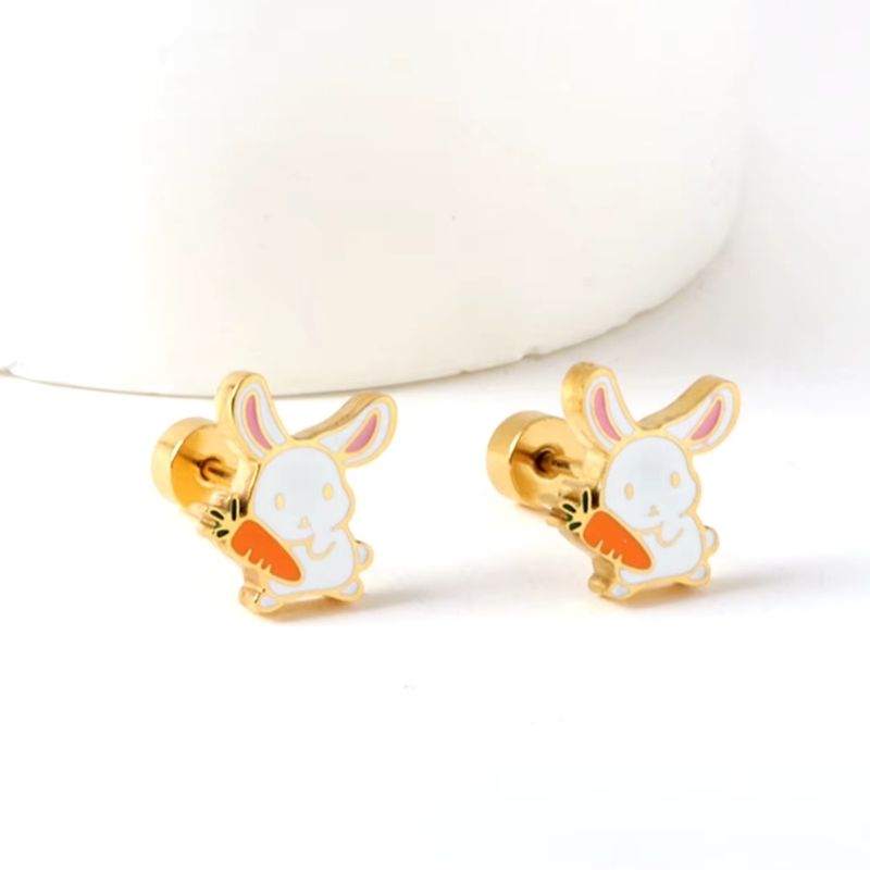 Boucle D’oreille Enfant Lapin - Acier Inoxydable