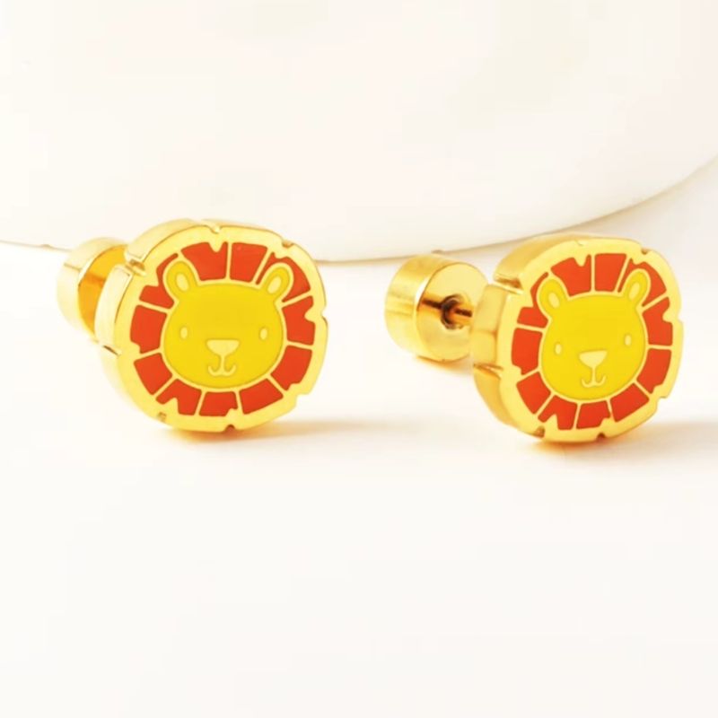 Boucle D’oreille Enfant Lion - Acier Inoxydable