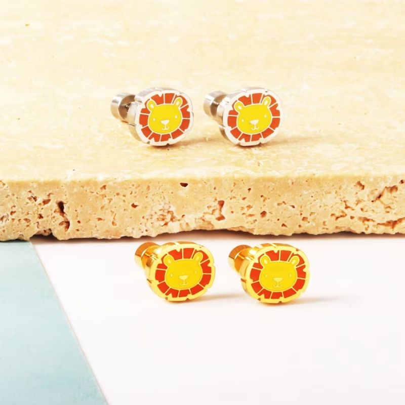 Boucle D’oreille Enfant Lion - Acier Inoxydable
