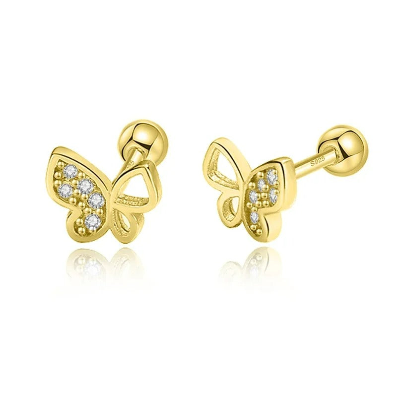 Boucle D’oreille Enfant Papillon Cristal - Argent