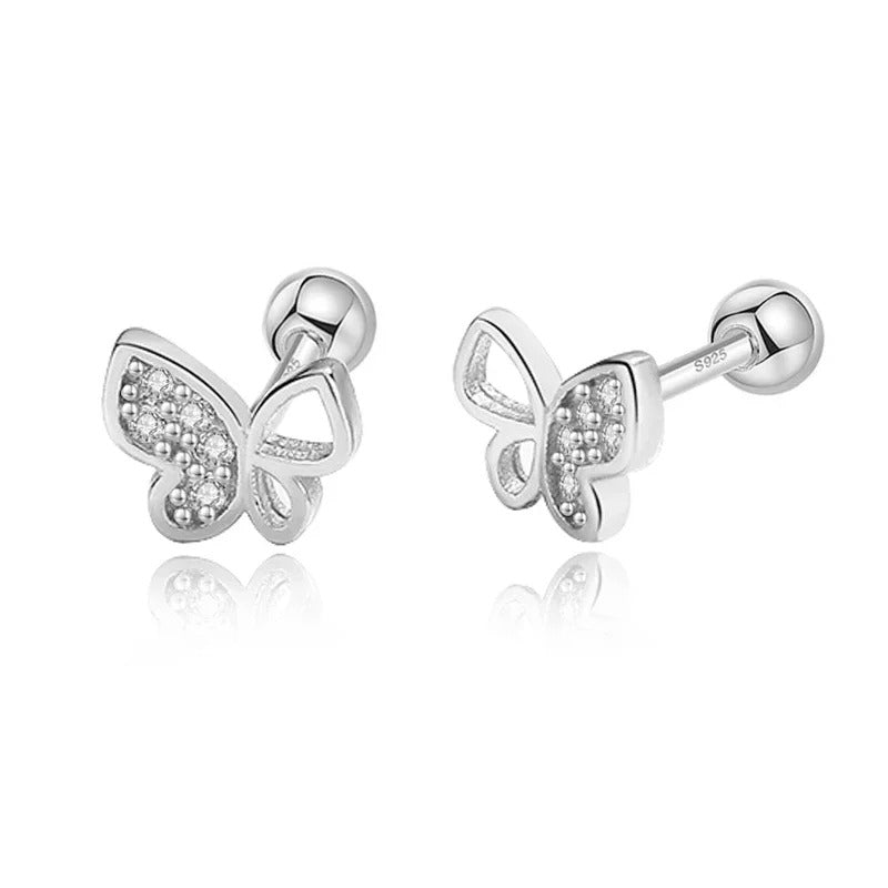 Boucle D’oreille Enfant Papillon Cristal - Argent