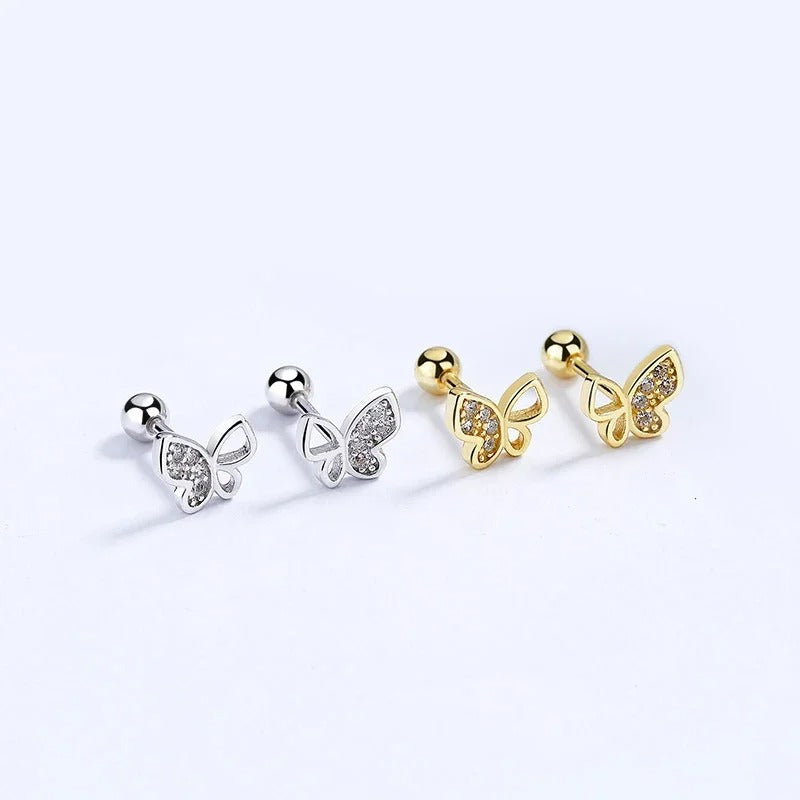 Boucle D’oreille Enfant Papillon Cristal - Argent