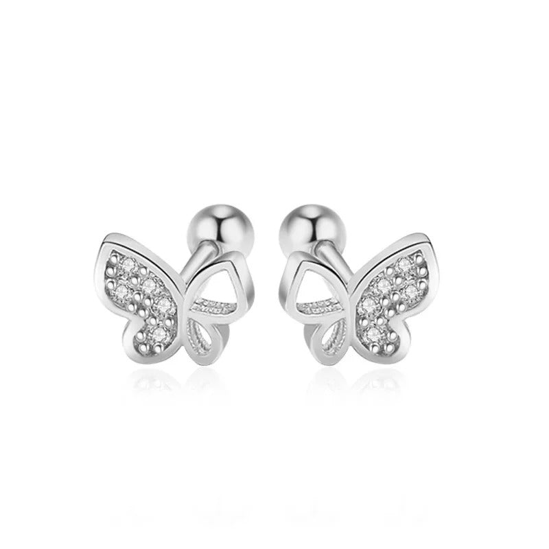 Boucle D’oreille Enfant Papillon Cristal - Argent