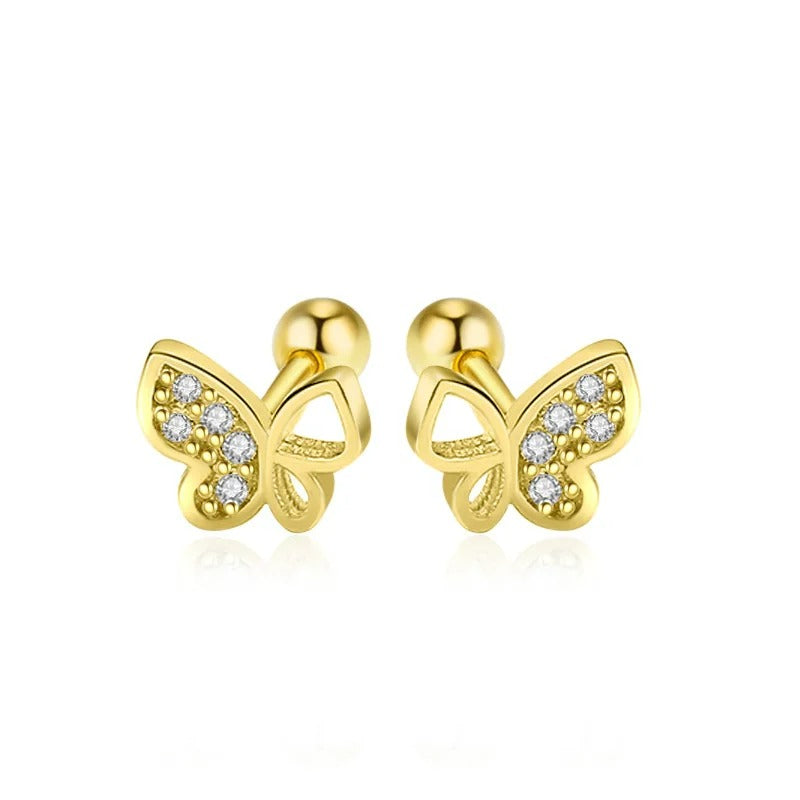 Boucle D’oreille Enfant Papillon Cristal - Argent