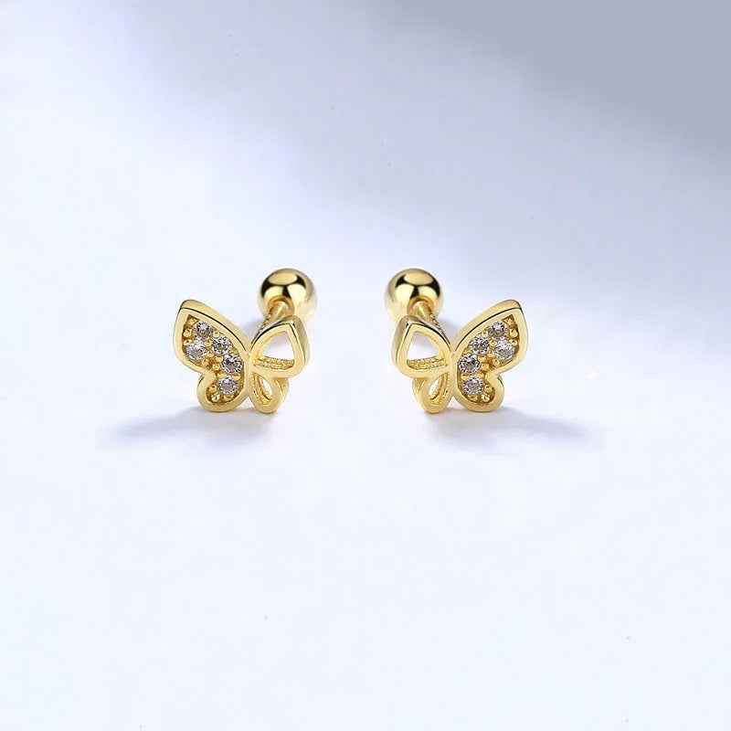 Boucle D’oreille Enfant Papillon Cristal - Argent