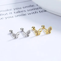 Boucle D’oreille Enfant Papillon Cristal - Argent