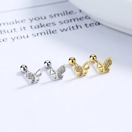 Boucle D’oreille Enfant Papillon Cristal - Argent