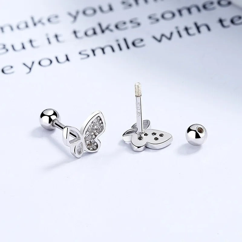 Boucle D’oreille Enfant Papillon Cristal - Argent