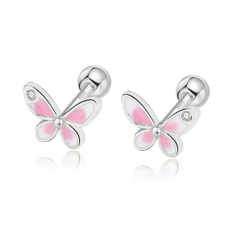 Boucle D’oreille Enfant Papillon Strass - Argent