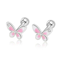 Boucle D’oreille Enfant Papillon Strass - Argent