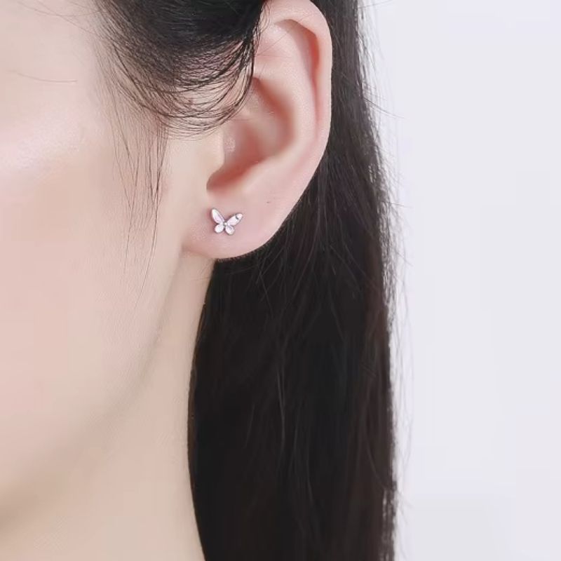 Boucle D’oreille Enfant Papillon Strass - Argent