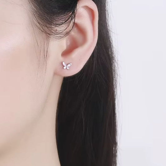 Boucle D’oreille Enfant Papillon Strass - Argent