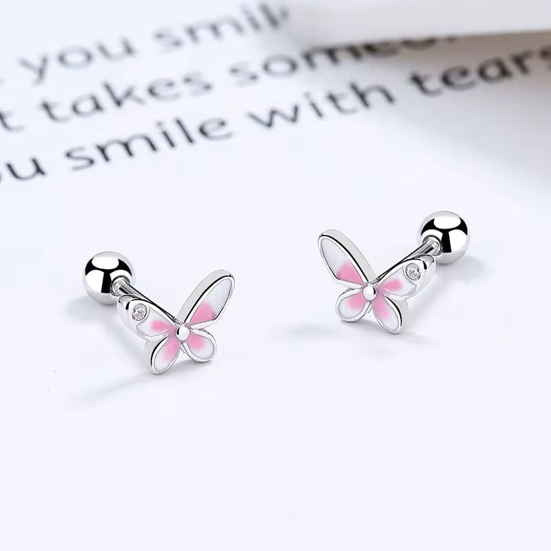 Boucle D’oreille Enfant Papillon Strass - Argent