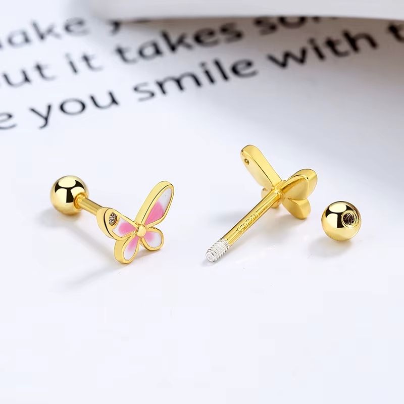 Boucle D’oreille Enfant Papillon Strass - Argent