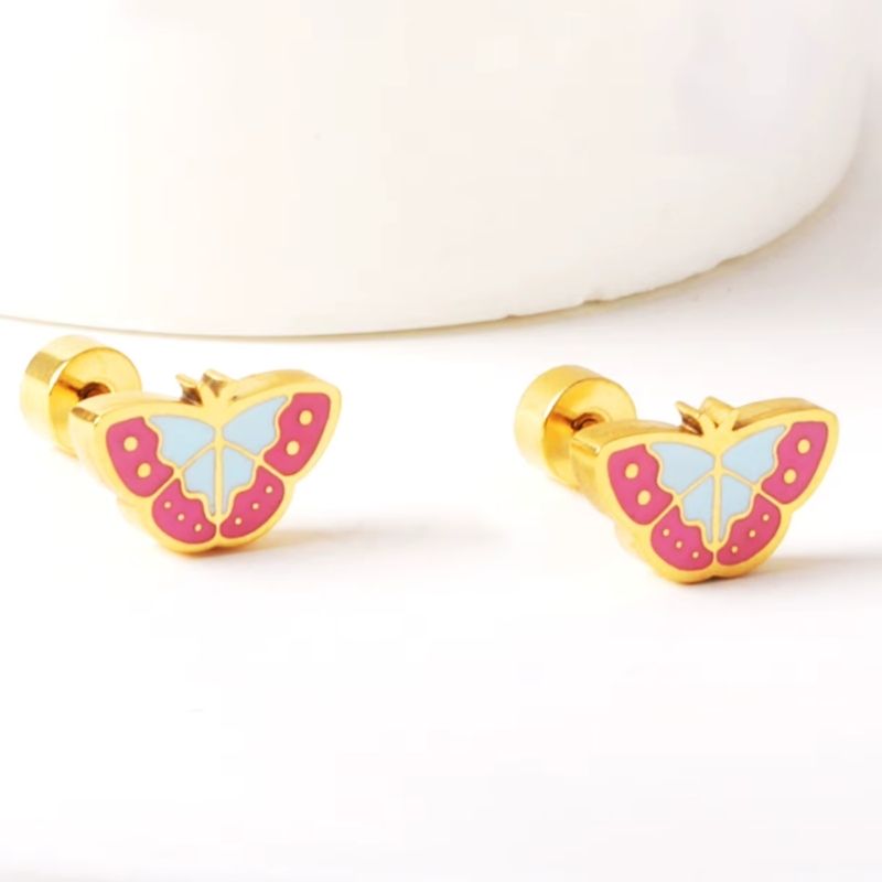 Boucle D’oreille Enfant Papillons - Acier Inoxydable