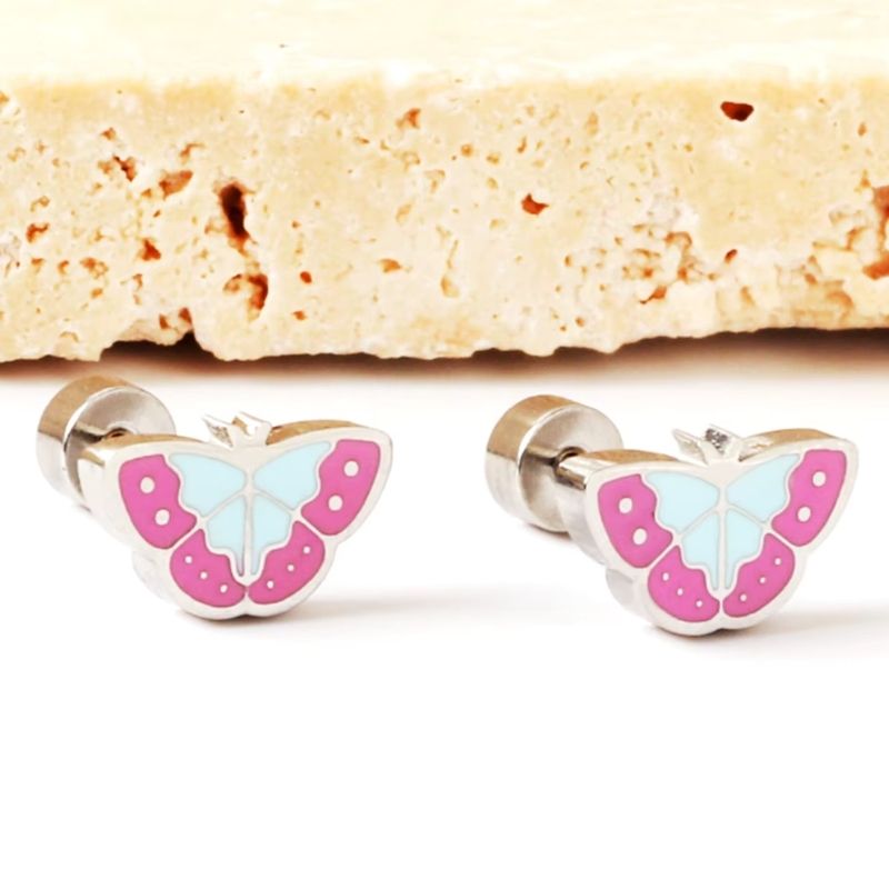 Boucle D’oreille Enfant Papillons - Acier Inoxydable