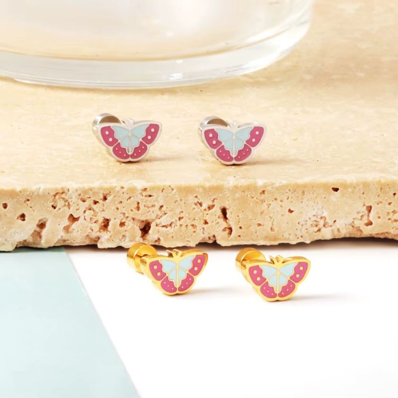 Boucle D’oreille Enfant Papillons - Acier Inoxydable