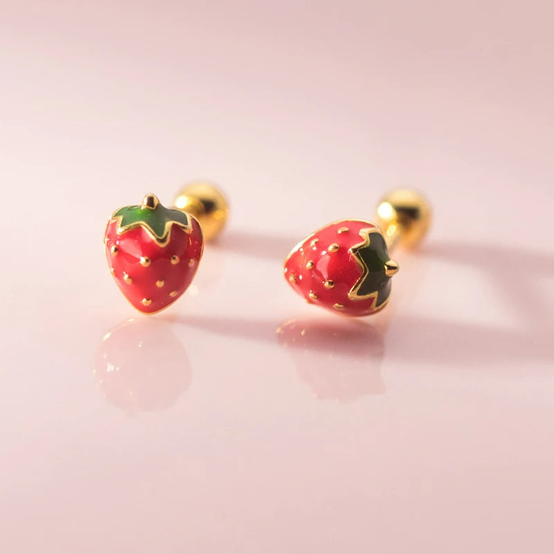 Boucle d'Oreille Enfant Petite Fraise