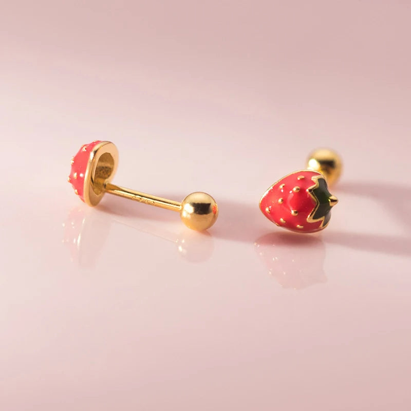 Boucle d'Oreille Enfant Petite Fraise Image