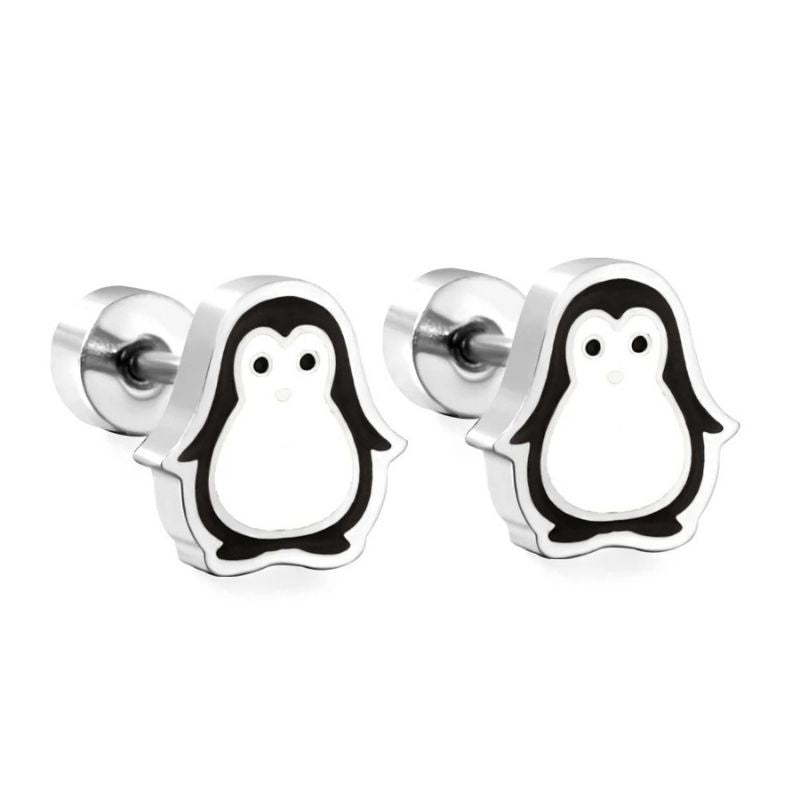 Boucle D’oreille Enfant Pingouin - Acier Inoxydable