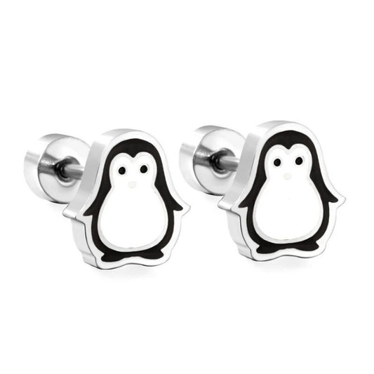 Boucle D’oreille Enfant Pingouin - Acier Inoxydable