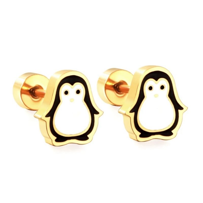 Boucle D’oreille Enfant Pingouin - Acier Inoxydable