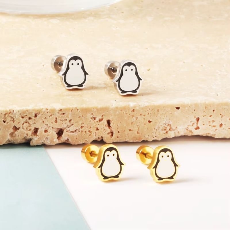 Boucle D’oreille Enfant Pingouin - Acier Inoxydable