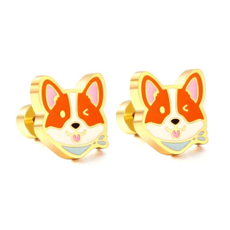 Boucle D’Oreille Enfant Renard - Acier Inoxydable