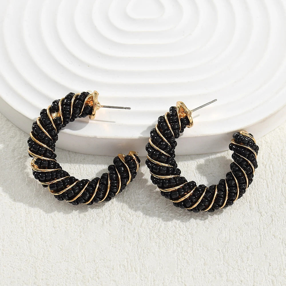 Boucle d'Oreille Ethnique Ronde et Tendance Image