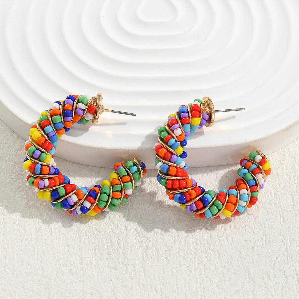 Boucle d'Oreille Ethnique Ronde et Tendance Image