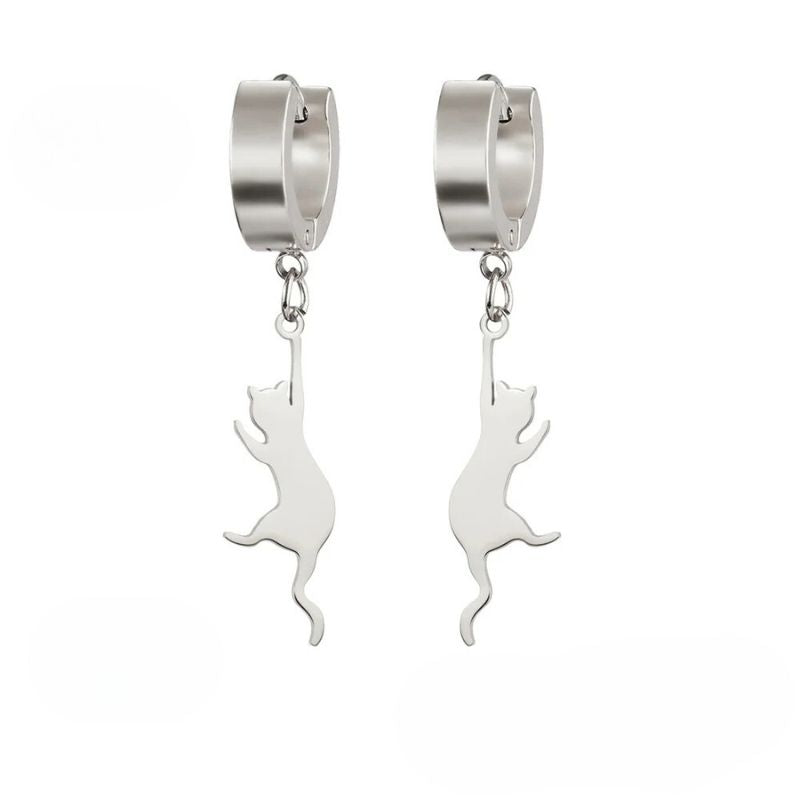 Boucle d'Oreille Fantaisie en Forme de Chat