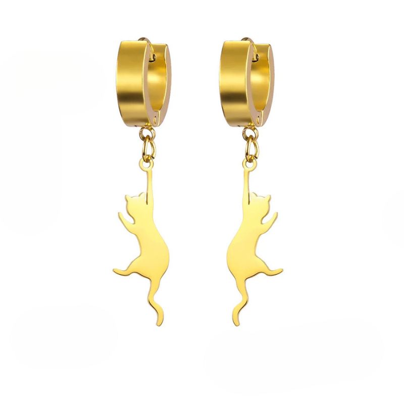 Boucle d'Oreille Fantaisie en Forme de Chat