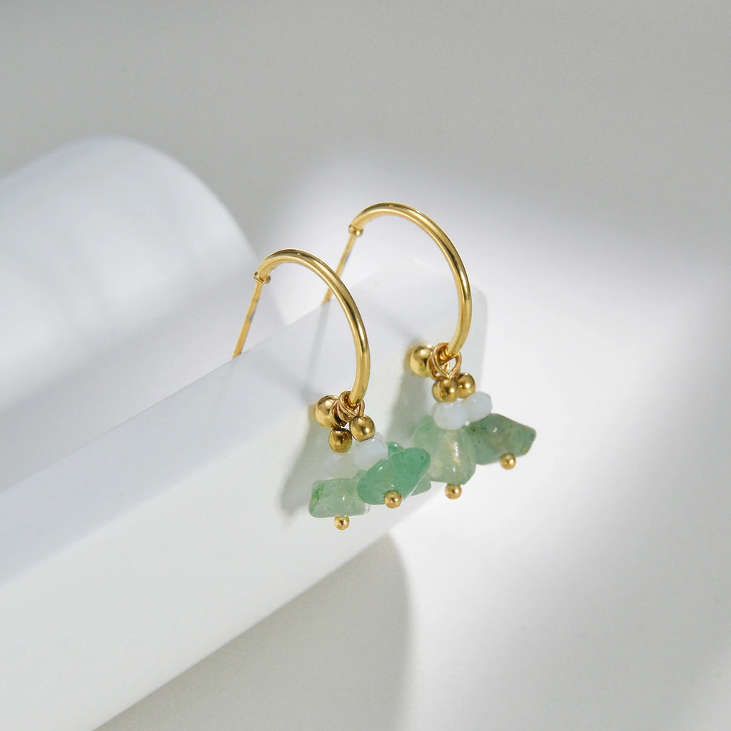 Boucle D'oreille Fantaisie Pierres colorées en Acier Inoxydable