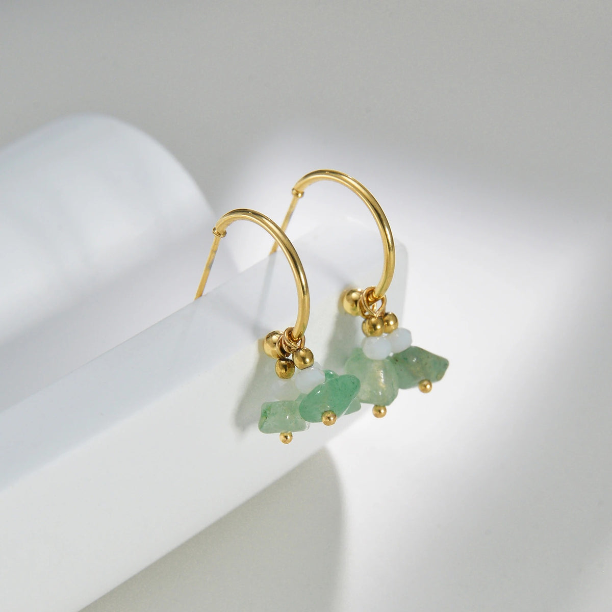 Boucle D'oreille Fantaisie Pierres colorées en Acier Inoxydable