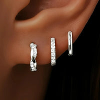 Boucle D’oreille Femme 3 Trous – Argenté Brillant