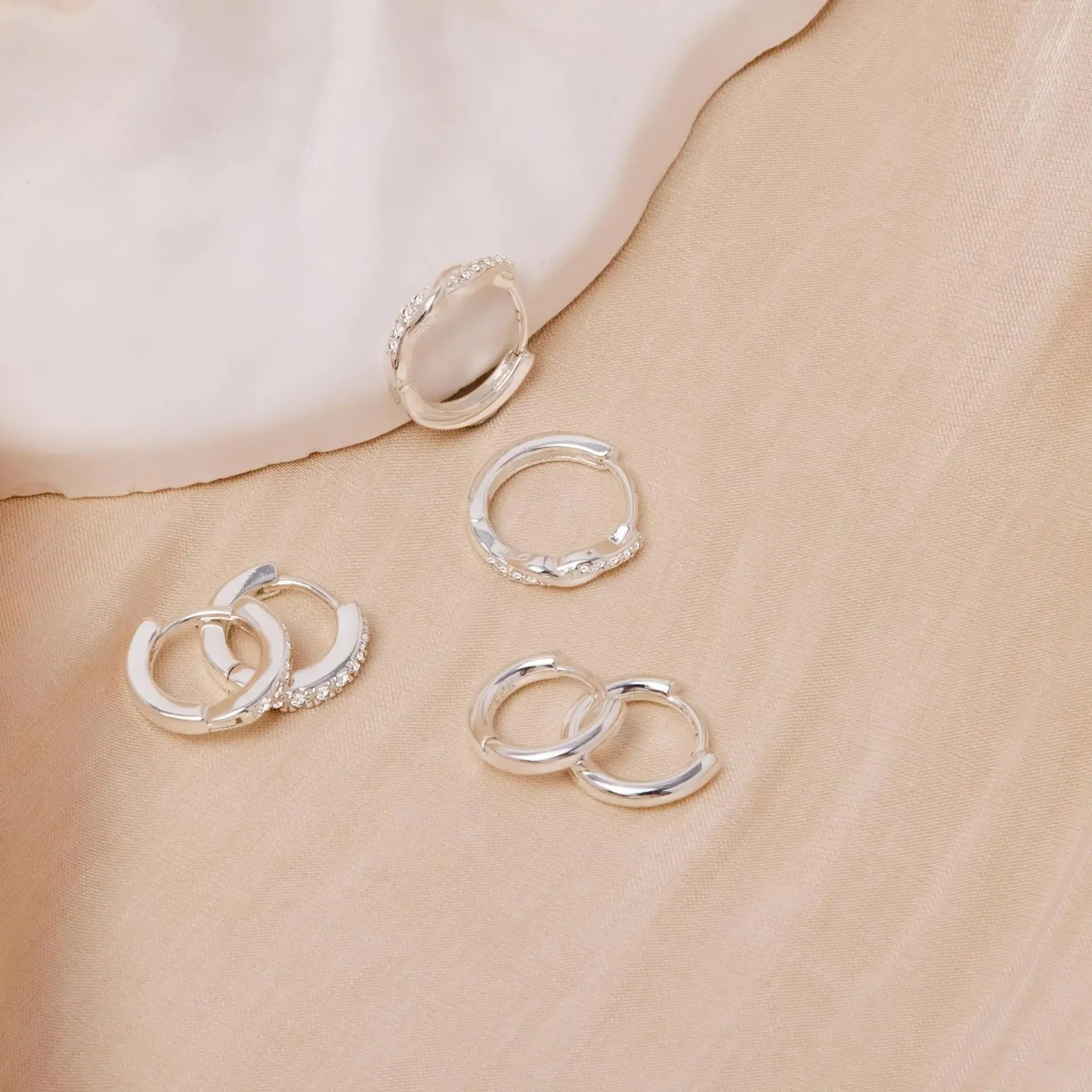 Boucle D’oreille Femme 3 Trous – Argenté Brillant