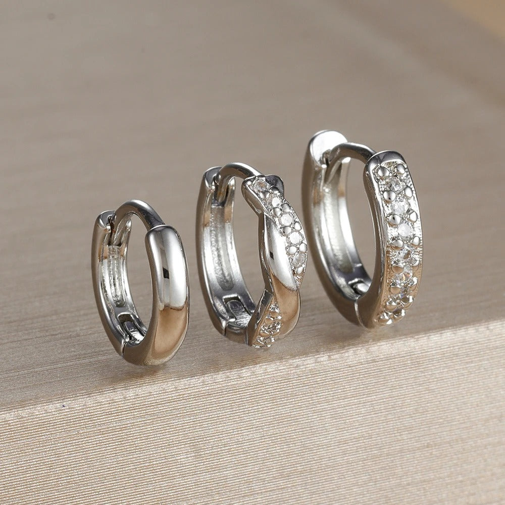 Boucle D’oreille Femme 3 Trous – Argenté Brillant Image