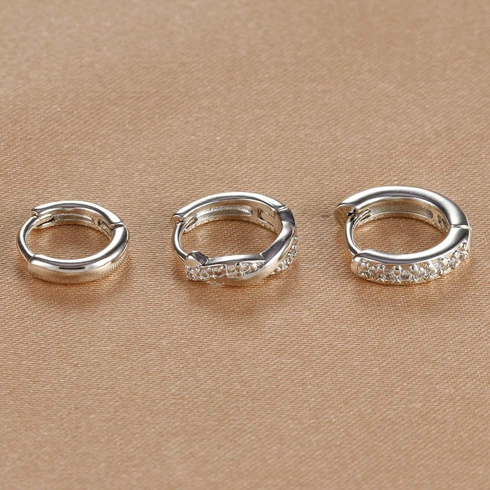 Boucle D’oreille Femme 3 Trous – Argenté Brillant