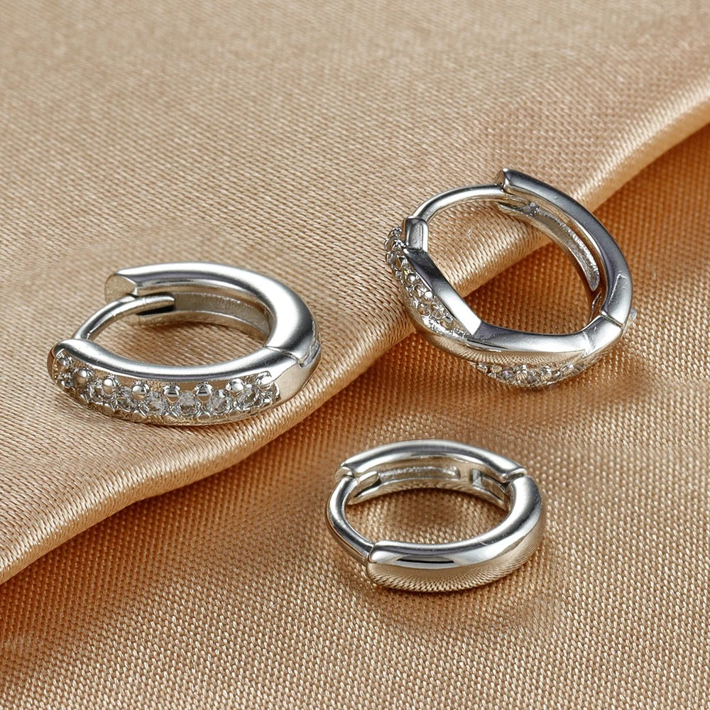 Boucle D’oreille Femme 3 Trous – Argenté Brillant