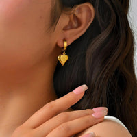 Boucle D’oreille Femme 3 Trous Cœur Doré Inox