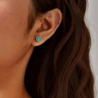 Boucle D’oreille Femme 3 Trous Doré et Bleu – Acier  Inoxydable