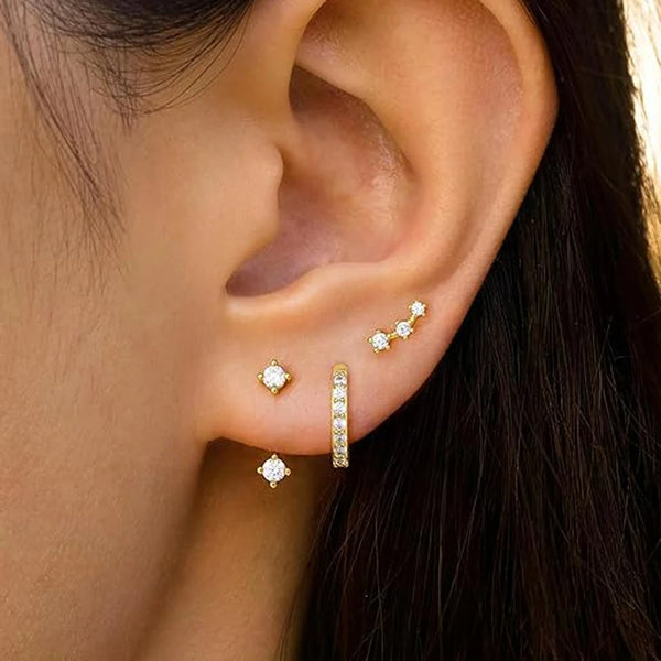 Boucle D’oreille 3 Trous Argent – Trio Luxe Doré
