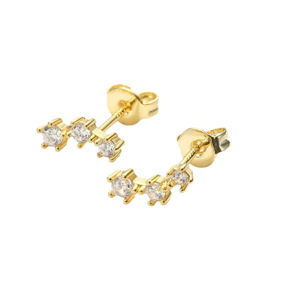 Boucle D’oreille 3 Trous Argent – Trio Luxe Doré