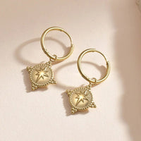Boucle D'oreille Femme Acier Inoxydable Dorée Pendentif