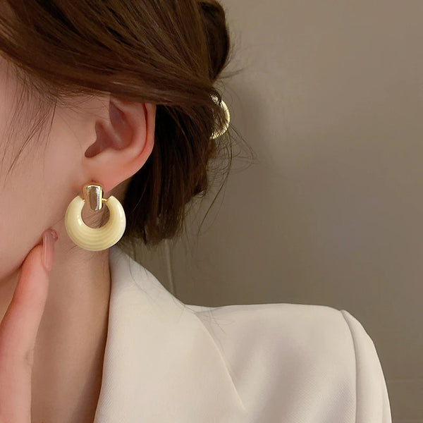 Boucles D'Oreilles Créoles Vintage Plaqué Or Blanc - Zircone Cubique - Style Éternité