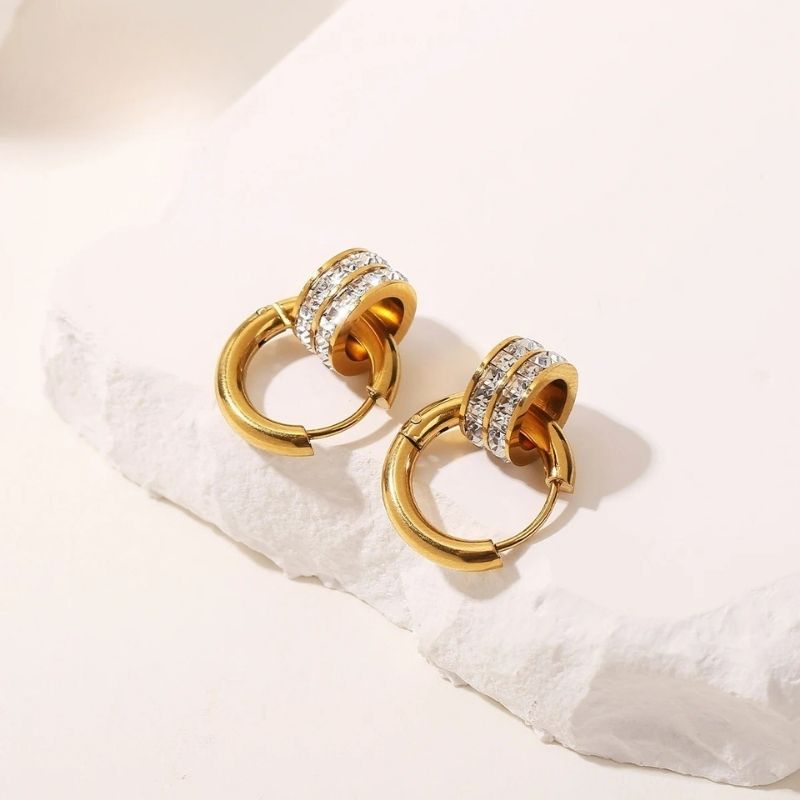 Boucle D’oreille Femme Créole Bijou Zircon – Acier Inoxydable