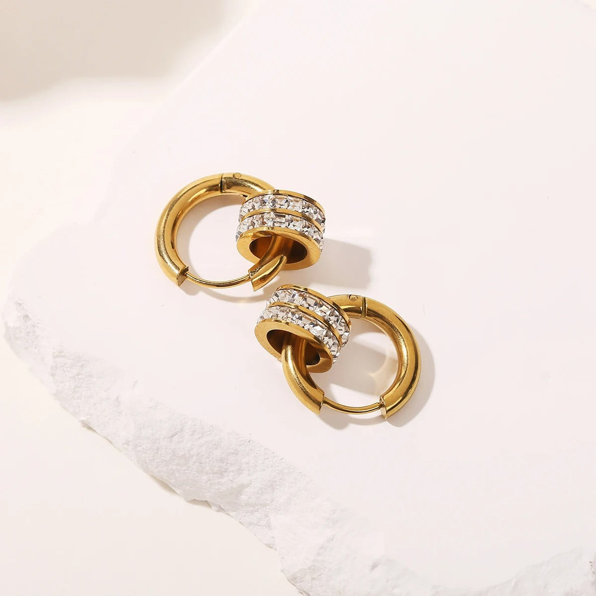 Boucle D’oreille Femme Créole Bijou Zircon – Acier Inoxydable Image