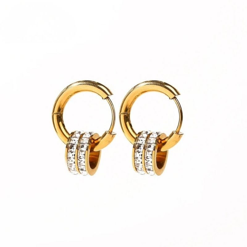 Boucle D’oreille Femme Créole Bijou Zircon – Acier Inoxydable