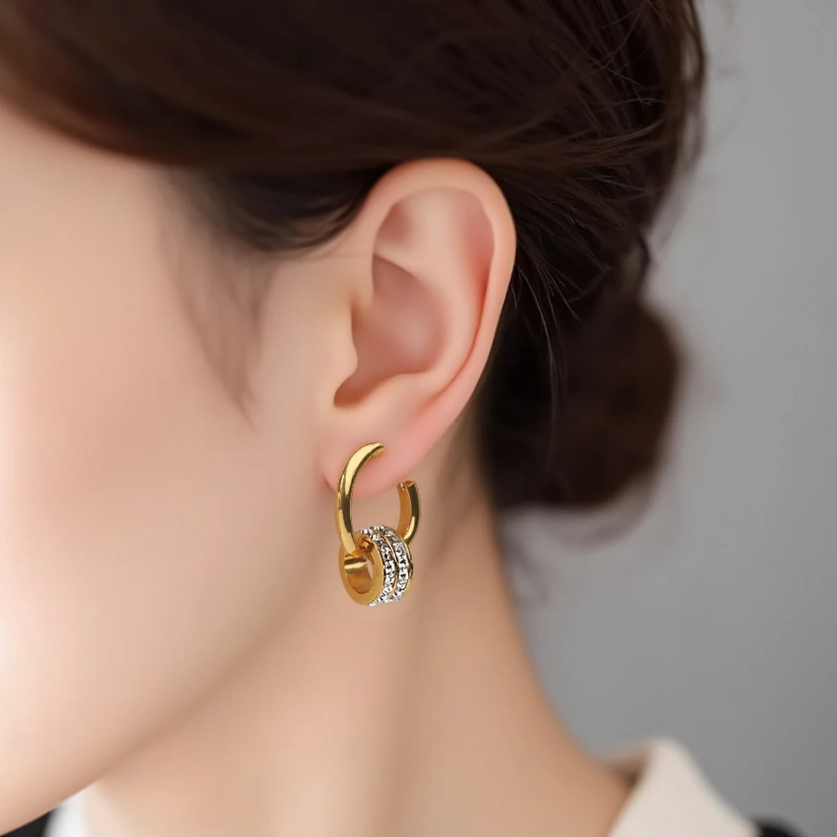 Boucle D’oreille Femme Créole Bijou Zircon – Acier Inoxydable